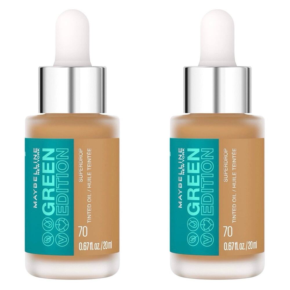Lot Of 2 Maybelline New York Green Edition Superdrop Tinted Oil Base Makeup #70‎